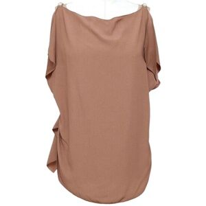 MARC JACOBS Sleeveless Blouse Top Shirt Draped Sleeveless Blush Brown Rayon Sz 6